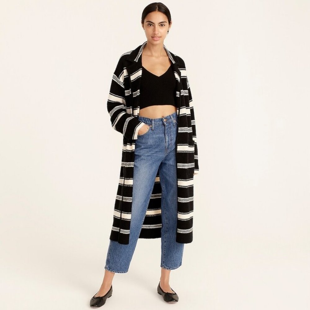 J. Crew Long Sweater-coat In Stripe